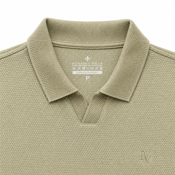 POLO ITALIANA CAPRI BEGE DETALHE GOLA FRENTE