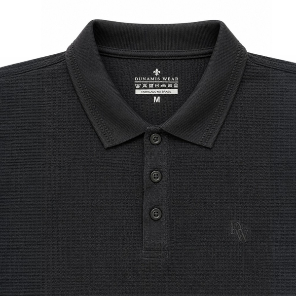 POLO MILANO PRETA DETALHE GOLA FRENTE