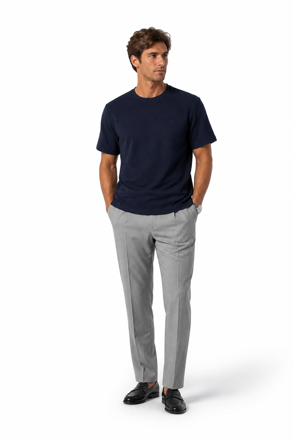 T SHIRT ROMA AZUL MARINHO MODELO HOMEM FRENTE